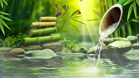 🎵 ASMR Bamboo Water Fountain with Relaxing Piano Music for Sleep, Meditation, and Relaxation 🌿