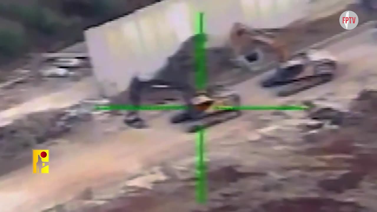 Hizbullah striking a Zionist military bulldozer near the border wall in Kfar Kila, on the southern Lebanese border with occupied Palestine, 10 Nov 2024