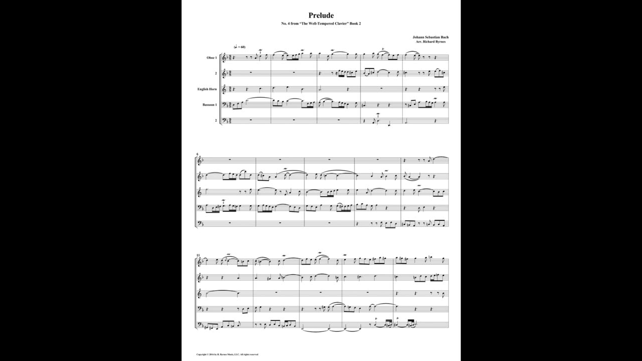 J.S. Bach - Well-Tempered Clavier: Part 1 - Prelude 04 (Double Reed Quintet)