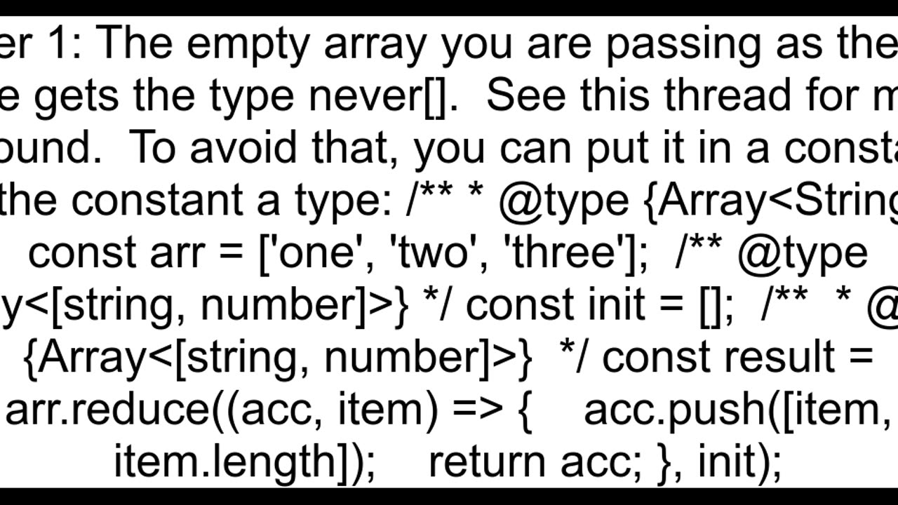 JSDoc typings for typescript for JavaScript reducer accumulator