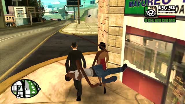 CJ walks on WALLS! - CJ escaped from Chernobyl & started harassing people on the streets of LS