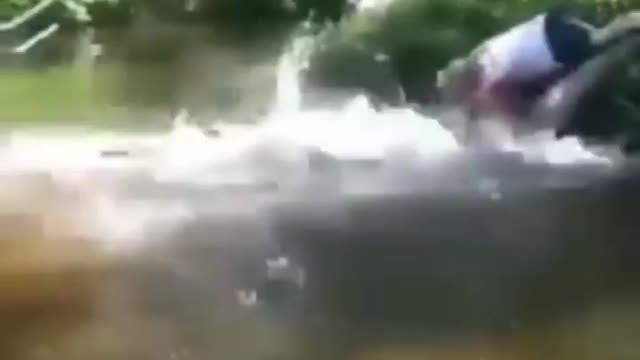 Girl terrible fall into river