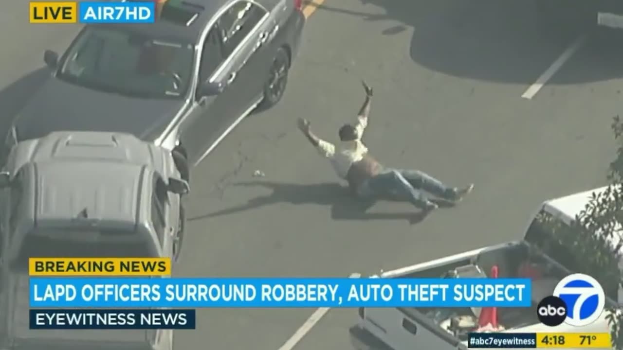 WOW: Grand Theft Auto Suspect Creates Spectacle While Surrendering To The Police