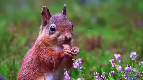 This squirrel looks so comfortable eating chestnuts