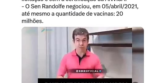 - Olha quem queria comprar a Covaxin sem licitação e sem a certificação da ANVISA. - O Sen Randolfe negociou, em 05/abril/2021, até mesmo a quantidade de vacinas: 20 milhões.