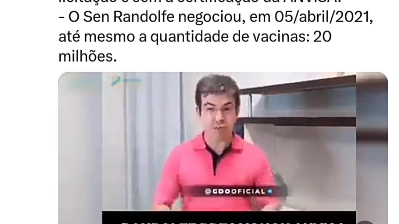 - Olha quem queria comprar a Covaxin sem licitação e sem a certificação da ANVISA. - O Sen Randolfe negociou, em 05/abril/2021, até mesmo a quantidade de vacinas: 20 milhões.