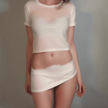 realistic shot of a young woman with a short skirt . ai shorts