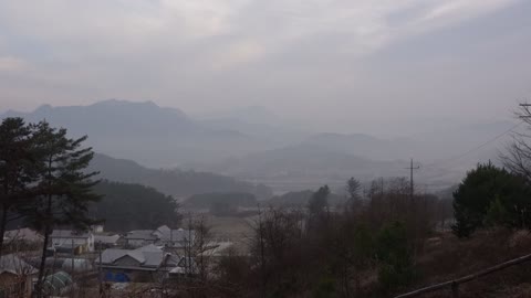 Countryside view on winter morning