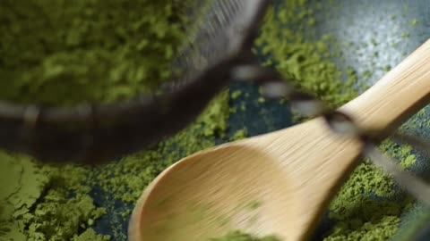 Matcha Powder on a Strainer