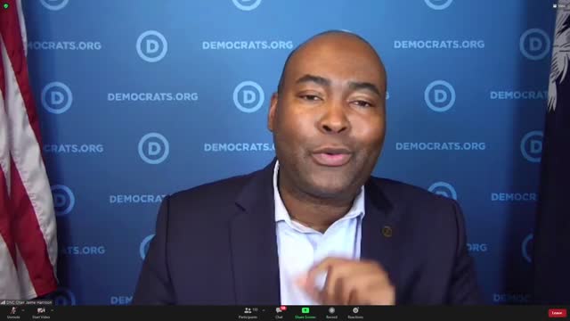 DNC Chair thanking volunteers for VA.
