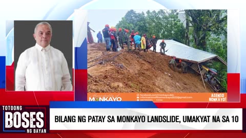 Bilang ng patay sa Monkayo landslide, umakyat na sa 10