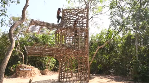 Build Temple Bamboo House With Swimming Pools [Full Video]