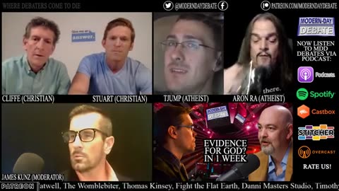 INCREDIBLE Atheists Vs Christians DEBATE _ Aron Ra & TJump Vs Cliffe & Stuart IS