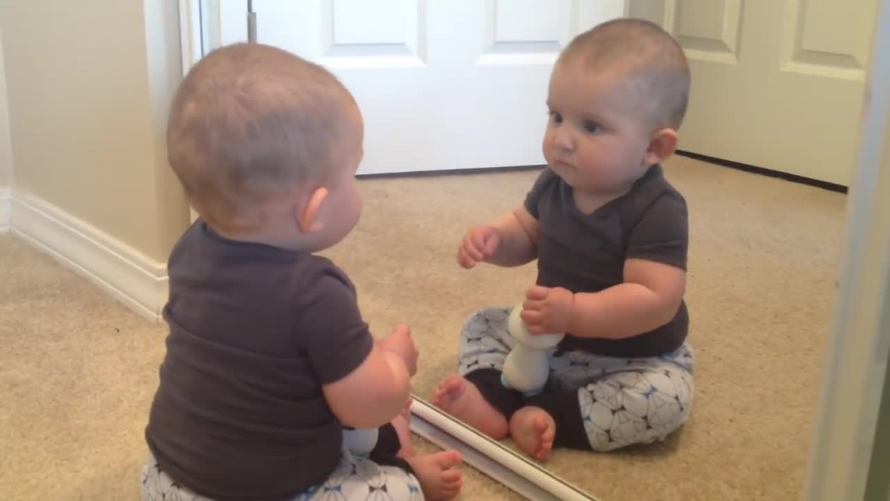 Who's That Baby In The Mirror? Baby Doesn't Recognize Reflection After Haircut! (orignal)