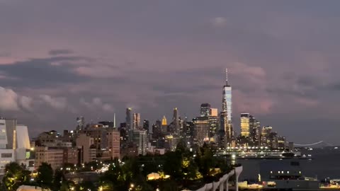 New York Lower Manhattan Moon