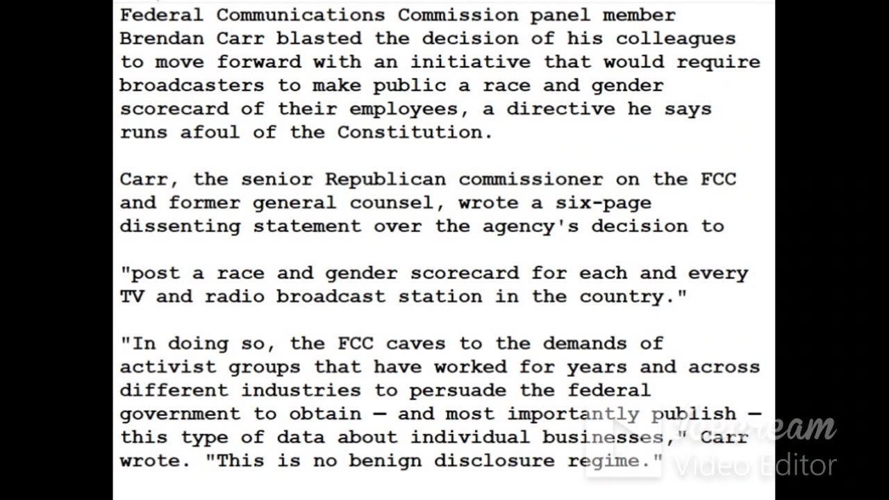 24-0222 - FCC Commissioner Rips Agency's Race, Gender Directive