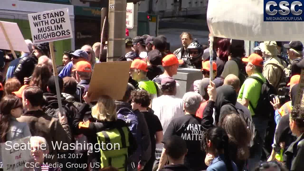 Protesters Try To Jump Proud Boys Attempting To Have A Conversation At #MarchAgainstSharia Seattle