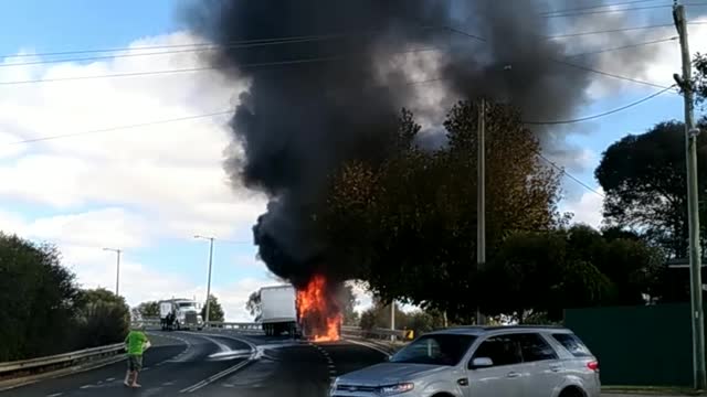 Truck on Fire in Naranderra