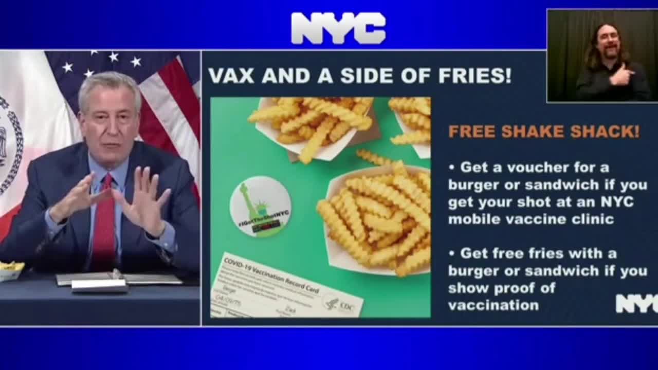 Found hot mic version of Bill DeBlasio's creepy Covid vaccination video