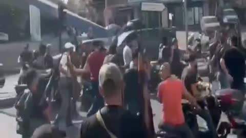 Shiite militias in southern Beirut after the end of the clashes