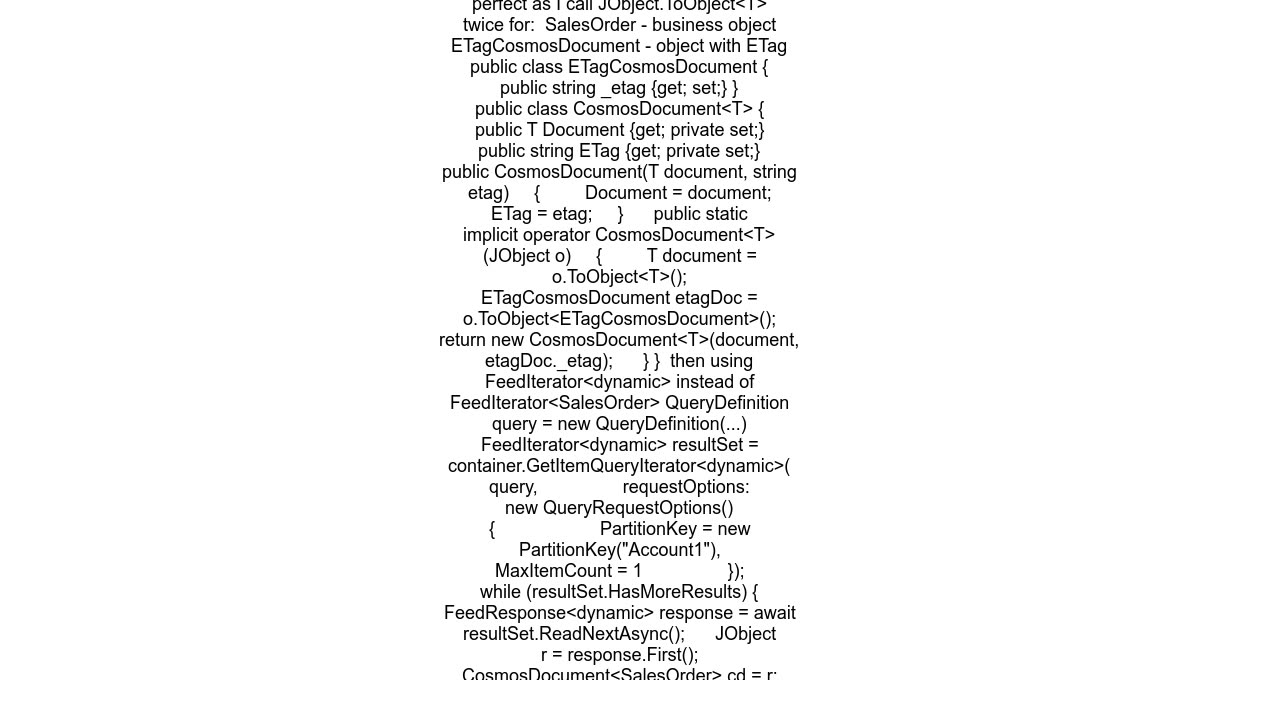 How to obtain ETag for individual document when using FeedResponse from Microsoft.Azure.Cosmos