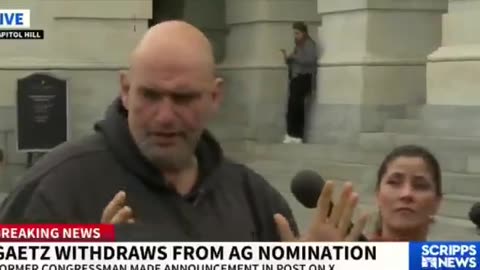 Fetterman reacts to the news that Matt Gaetz withdrew his name as Trump's Attorney General nominee