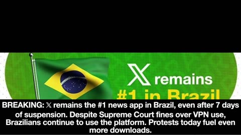 BREAKING- 𝕏 remains the #1 news app in Brazil, even after 7 days of suspension.