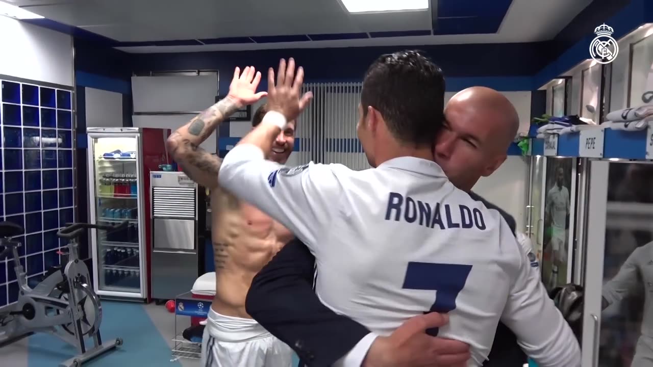 Cristiano Ronaldo hatrick celebration in dressing room