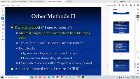 Project Management- Lecture 3: Tools for Project Evaluation