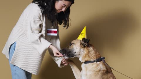 Emotional relation between woman and her dog