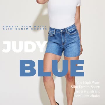 Judy Blue Curvy+ High Waist Slim Denim Shorts🩵