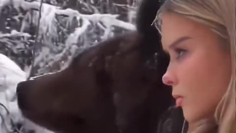 Insta Whore Pretends Bear Is Her Friend