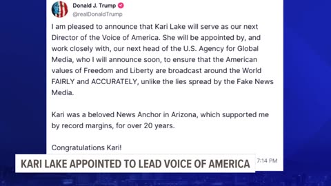 Trump names Kari Lake to lead Voice of America