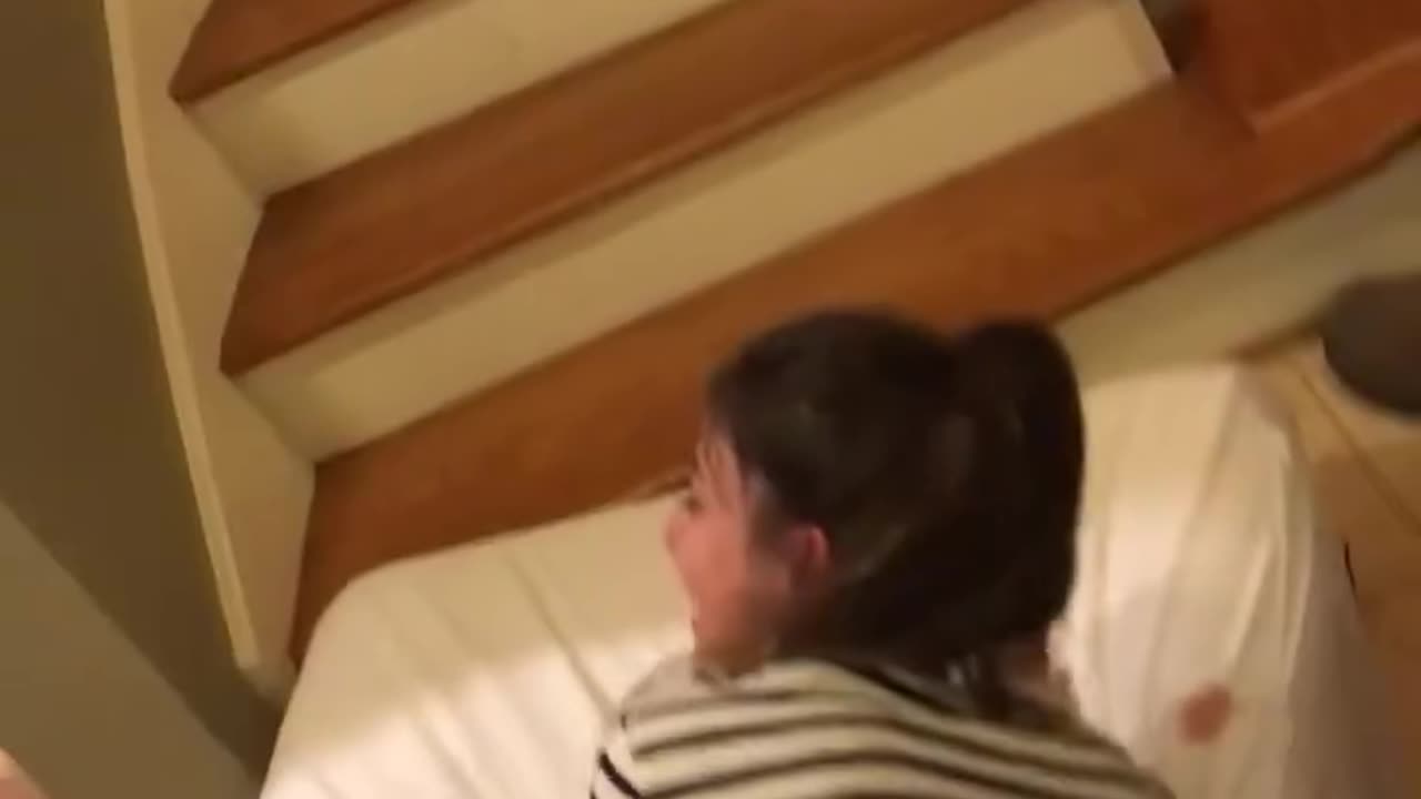 Staircase Mattress Slide ends in disaster 😂