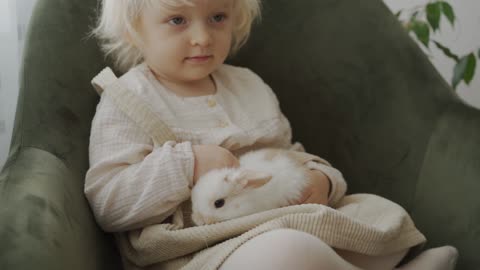 cute baby and cute bunny