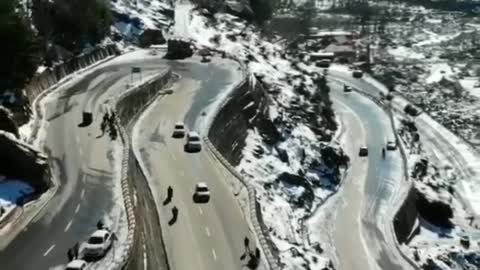 Drone records world tour #manali-leh heavy snow with dangerous roads