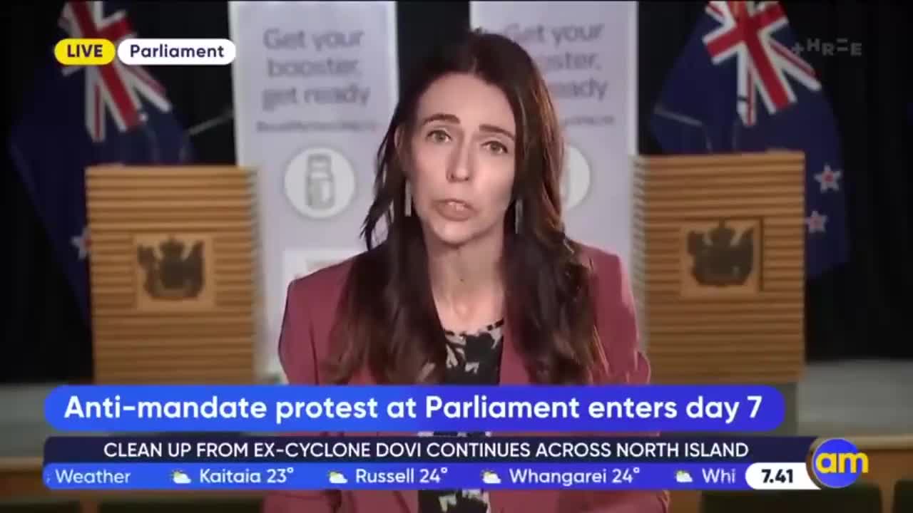 New Zealand PM considers "Peaceful Protestors" a THREAT (Spraying them w/Water)