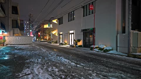 Tokyo's Winter Glow: Snowy Night Stroll from Shibuya to Shinjuku