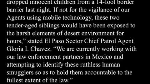 2 children, ages 3 & 5, were rescued by U.S. Border Patrol Agents.