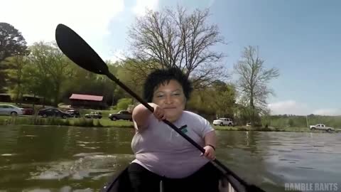 Abrams gets cocky here and flips her kayak