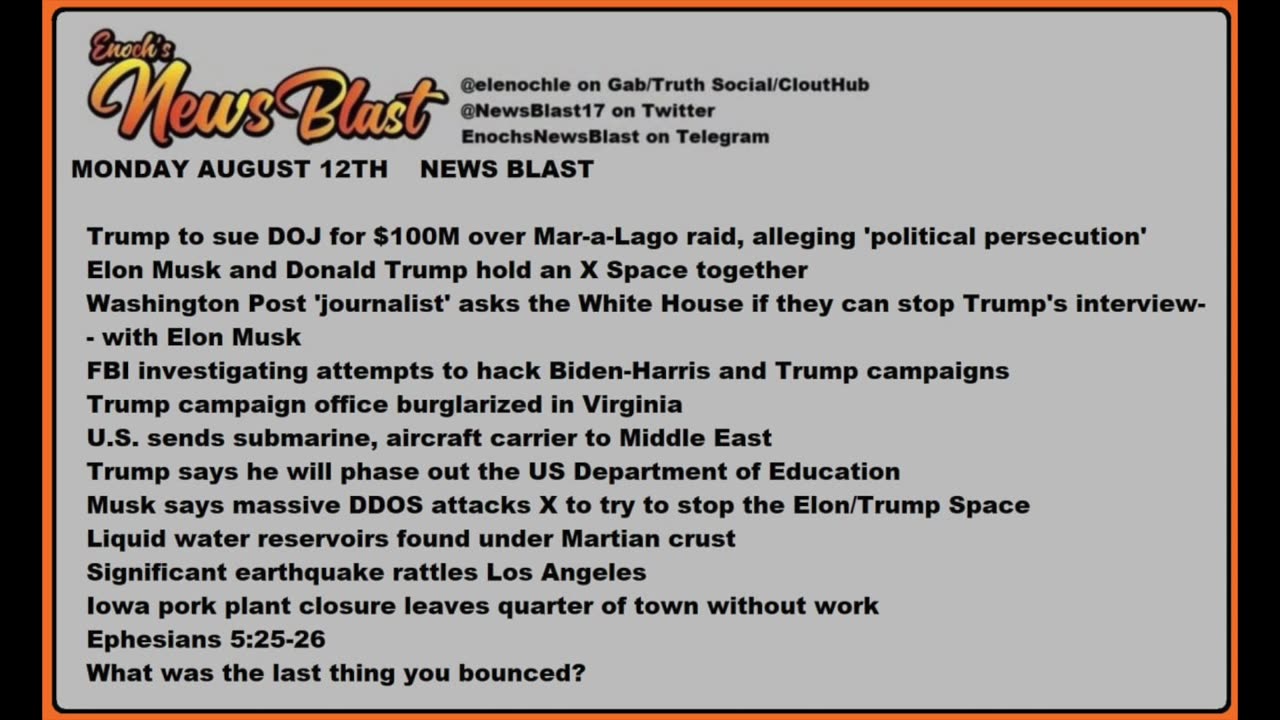 Monday, August 12, 2024 News Blast