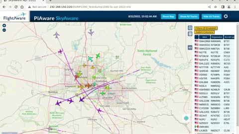 September 1st 2022 time lapsed piaware for phoenix az