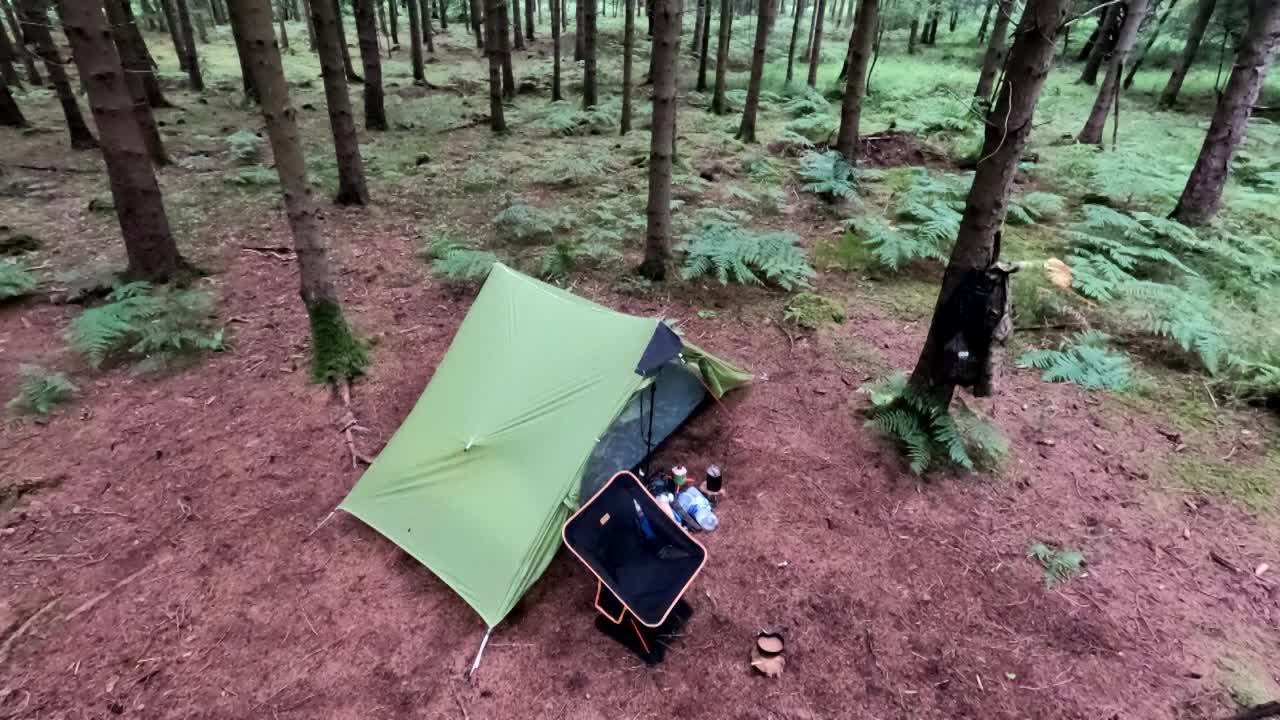 light weight tent in a woodland