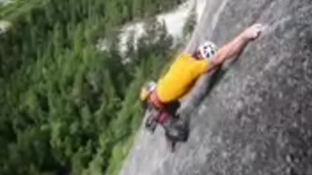 Rock Climber Slips Off Cliff And Gets Saved By Fellow Climber.