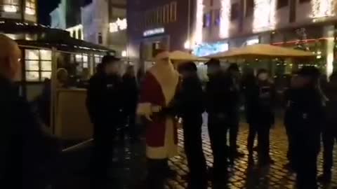 Santa Claus Meets Police Reality in Stralsund. Germany 2021 CENSORED IN GERMANY