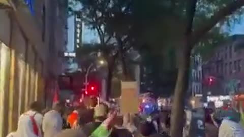 Mob take over the streets of New York waving Palestinian flags America’s Independence Day