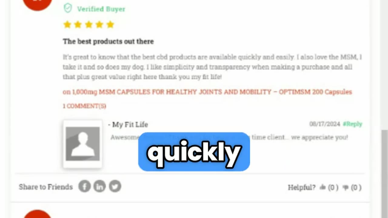 My Fit Life CBD FECO Customer Review from Regina