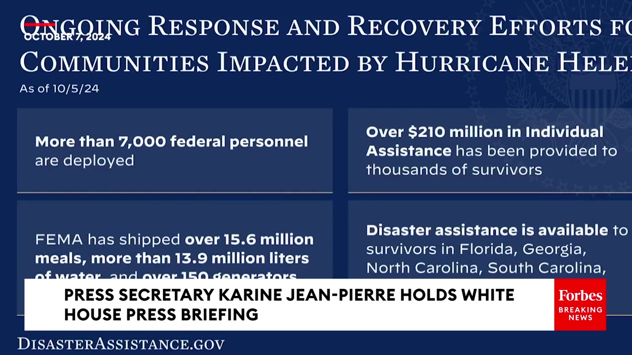 JUST IN- White House Holds Press Briefing As Florida Braces For Hurricane Milton