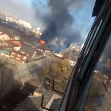 The Giraffe shopping center is on fire.