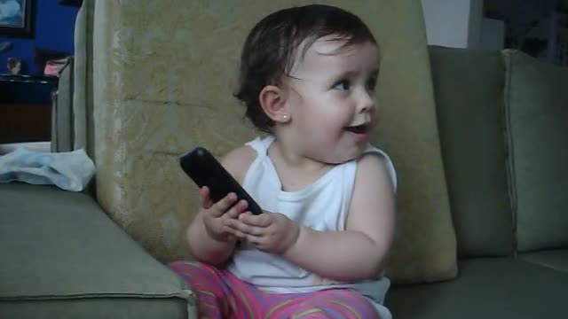 Cute Baby Knows How to Talk on the Phone